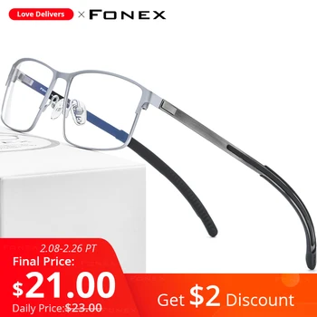 FONEX Zlitine Okvir Očal Moških Kvadratnih Kratkovidnost Recept Optična Očala 2020 Nov Moški Kovinski Polno Koreja Brezvijačno Očala 998 17652