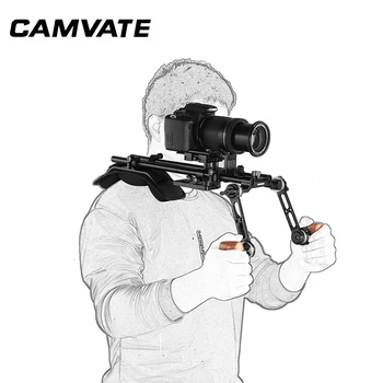 CAMVATE Pro Ramenski Gori Ploščad S Manfrotto QR Baseplate & Nastavljiv Rosette Leseni Ročaj & Objektiv Podporo Za DSLR Fotoaparat 2020 2