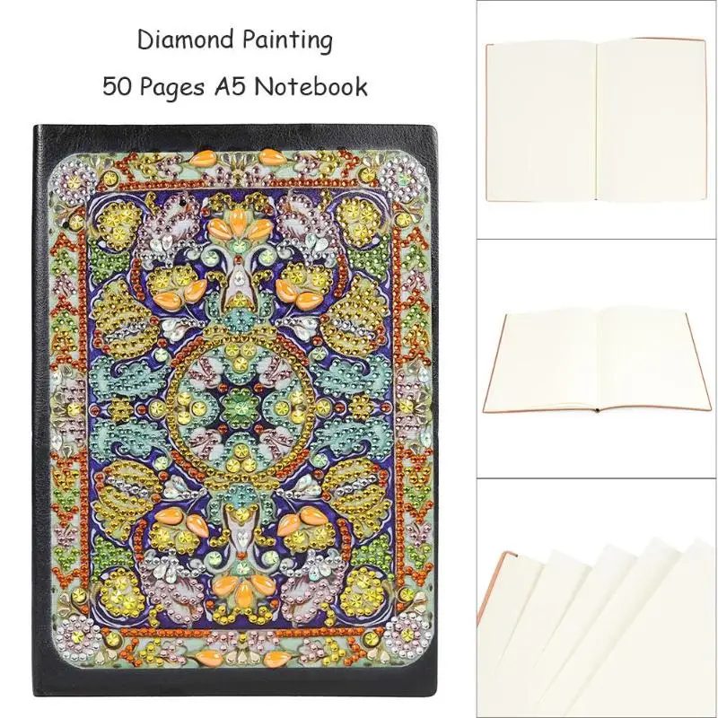 Prenosni DIY Mandala Posebno Oblikovan Diamond Slikarstvo Smolo Diamond Osebnost Skicirko 50 Listov A5 Zvezek List Knjiga 5