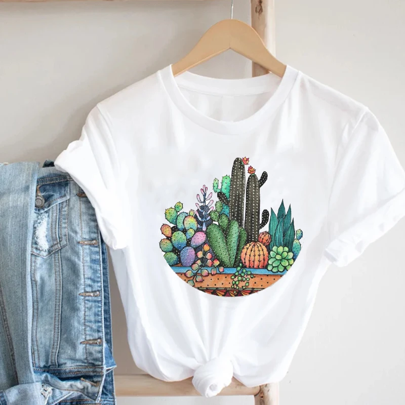 Ženske Tiskanje Kaktus 90. letih Mujer Camisetas Dekle Priložnostne Ulične Modna Oblačila Natisniti Tee Vrh Tshirt Ženske Graphic T-shirt 2