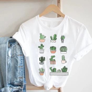 Ženske Tiskanje Kaktus 90. letih Mujer Camisetas Dekle Priložnostne Ulične Modna Oblačila Natisniti Tee Vrh Tshirt Ženske Graphic T-shirt 3