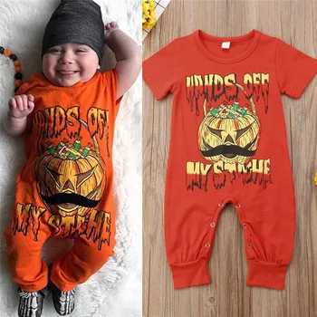 2018 Newborn Baby Girl Boy Romper Kratkimi Rokavi Jumpsuit Bučna Otroci Halloween Kostum, Obleke, Obleko 1