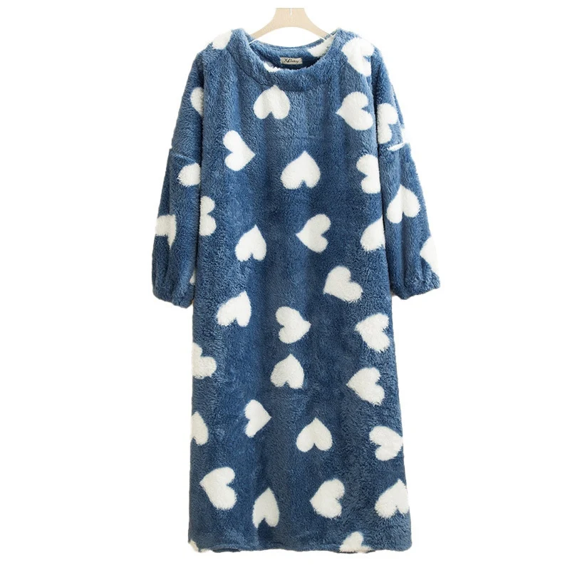 Zimske ženske runo dolgo toplo Pižamo debele sleepdress geometrijo doma sleepwear velikosti 10XL svoboden maščobe Pijamas modra, roza 54 58 2
