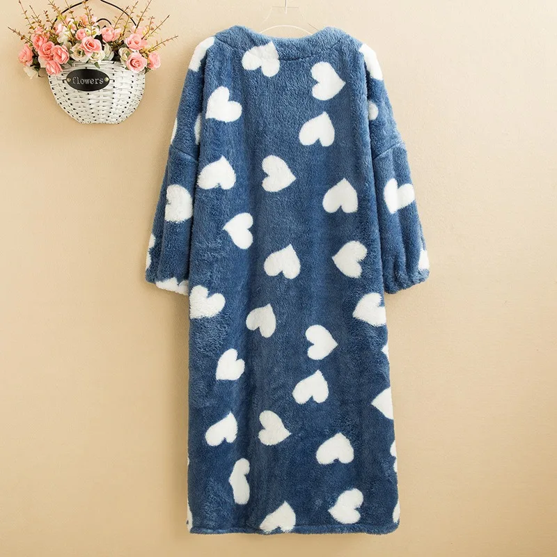 Zimske ženske runo dolgo toplo Pižamo debele sleepdress geometrijo doma sleepwear velikosti 10XL svoboden maščobe Pijamas modra, roza 54 58 4