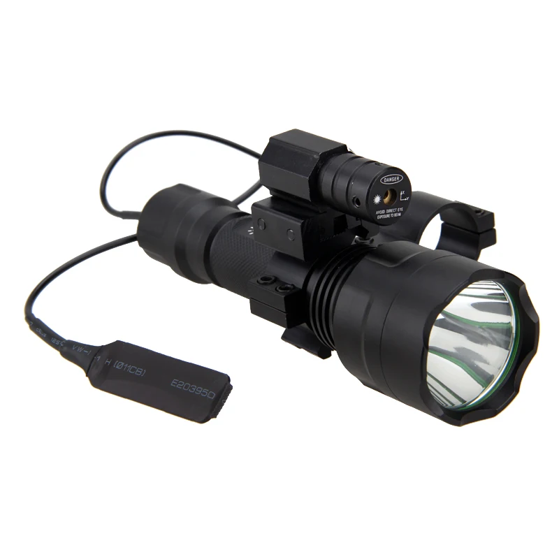 Taktično LED Lov Svetilka Rdeča Zelena Bela Puška Baklo +Laser Piko Pogled Področje +Daljinski Vklop+ 20 mm Železniškega Sod Gori 2