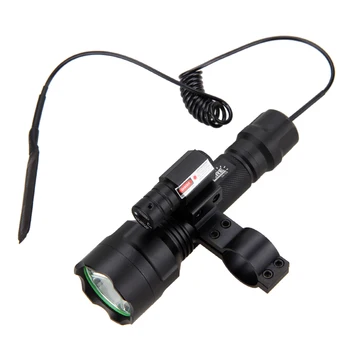 Taktično LED Lov Svetilka Rdeča Zelena Bela Puška Baklo +Laser Piko Pogled Področje +Daljinski Vklop+ 20 mm Železniškega Sod Gori 4