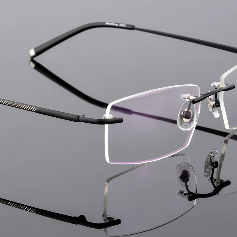 QianJing Zlitine Rimless Optična Očala Rimless Spektakel Okvir Moških Gospoda Brez Okvirjev Jasno Očala Zlato Recept Za Očala 1