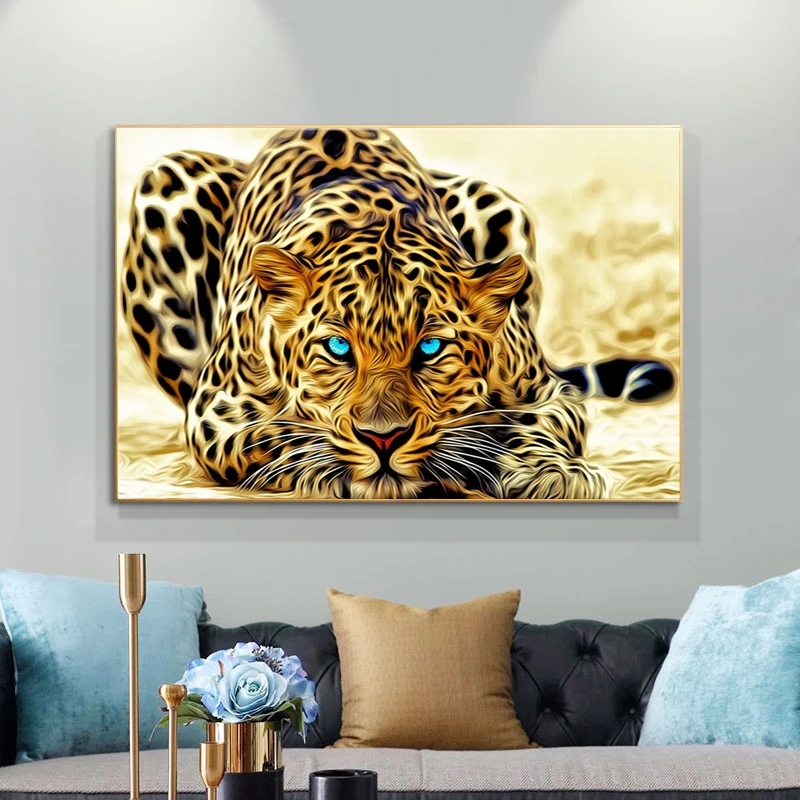 Zlati Cheetah Živali Umetnost Plakatov in Fotografij Moderne Stenske Slike Leopard Platno, Slike za dnevno Sobo Cuadros Dekor 2