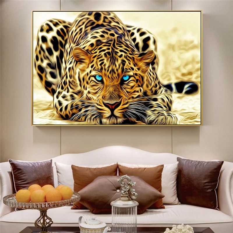 Zlati Cheetah Živali Umetnost Plakatov in Fotografij Moderne Stenske Slike Leopard Platno, Slike za dnevno Sobo Cuadros Dekor 4
