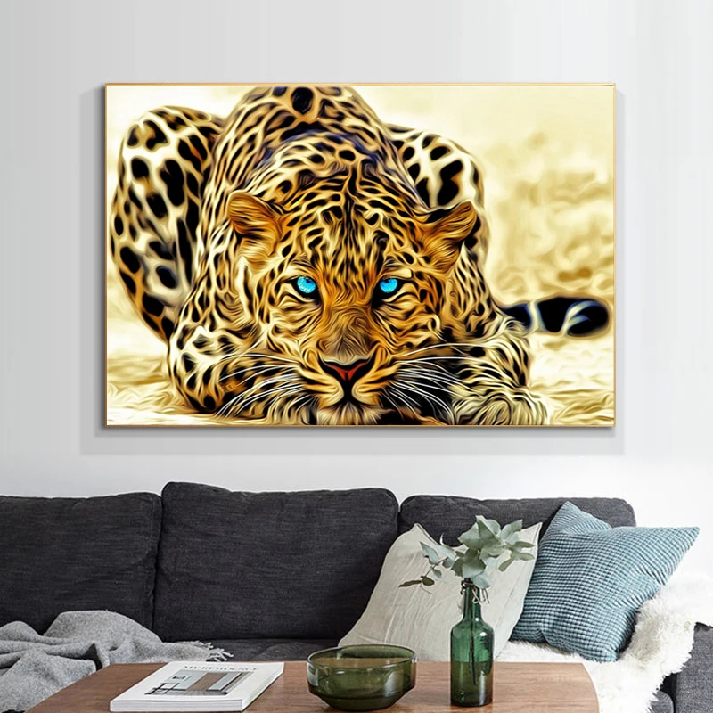 Zlati Cheetah Živali Umetnost Plakatov in Fotografij Moderne Stenske Slike Leopard Platno, Slike za dnevno Sobo Cuadros Dekor 5