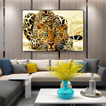 Zlati Cheetah Živali Umetnost Plakatov in Fotografij Moderne Stenske Slike Leopard Platno, Slike za dnevno Sobo Cuadros Dekor 3