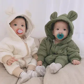 Baby Fantje, Dekleta Obleke Novorojenčka Debele Zimske igralne obleke za Malčke Dolg Rokav Kostum Coat Plus Žamet Malčka Romper 0-24M 0