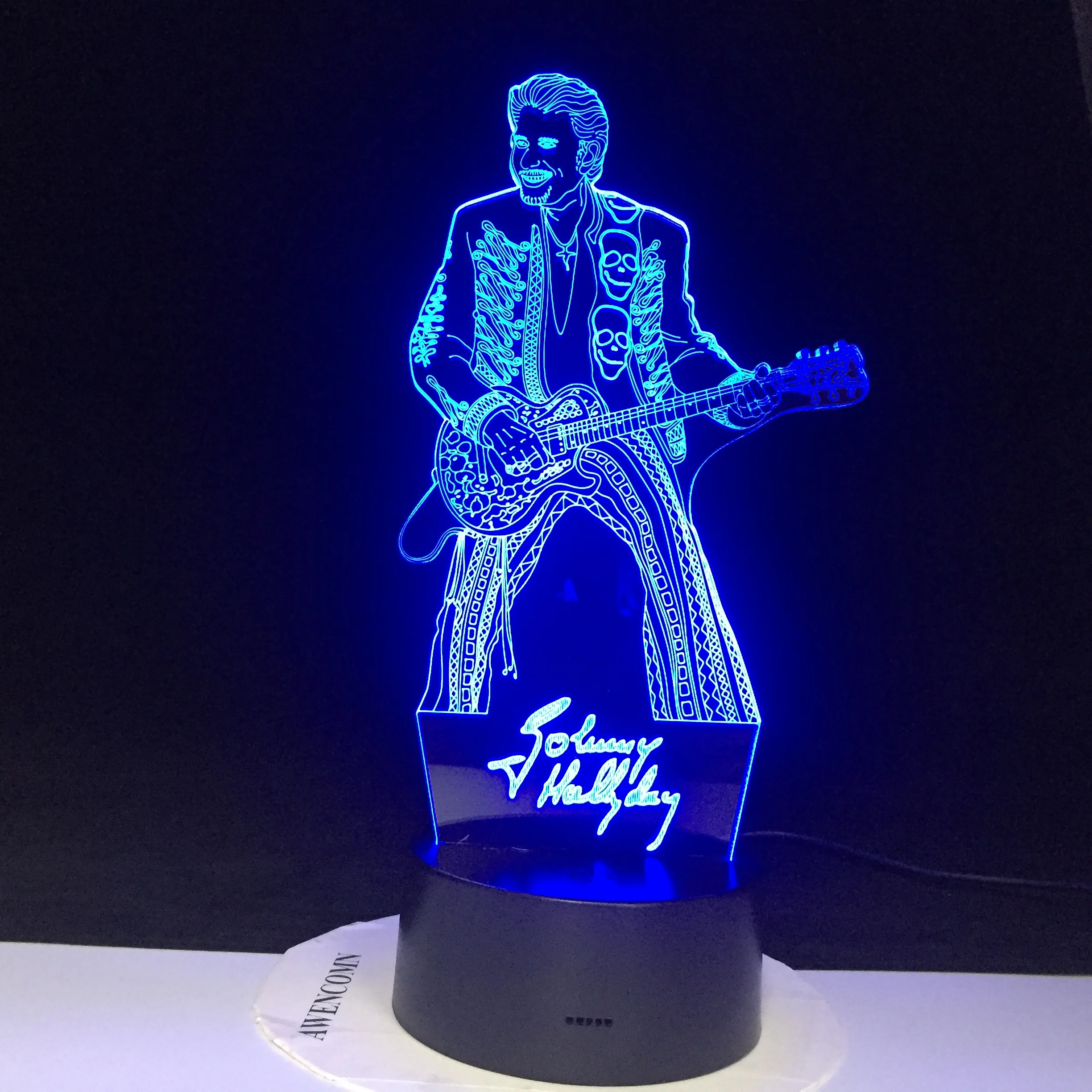 Johnny Hallyday Kitara Doma Dekoracijo Svetle Base Remote Touch Barva Spreminja, Spalnica Nočna Holiday Gift Dropshipping 2