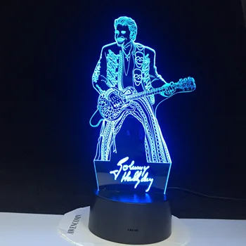 Johnny Hallyday Kitara Doma Dekoracijo Svetle Base Remote Touch Barva Spreminja, Spalnica Nočna Holiday Gift Dropshipping 5