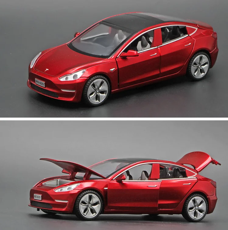 1: 32 Tesla Model3 Zlitine Model S Svetlobo In Zvokom Učinek Odmeva Avto otroška Igrača Fant Darilo za Rojstni dan Vijolična 1