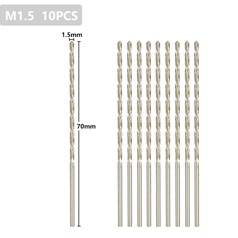 CMCP 10pcs HSS Twist Drill Bit Nastavite M1.5/M2/M2.5 Dolgih Rezanje Jedro Svedra Nekoliko Visoka Jekla za Les HSS Svedrov, sveder Set 0