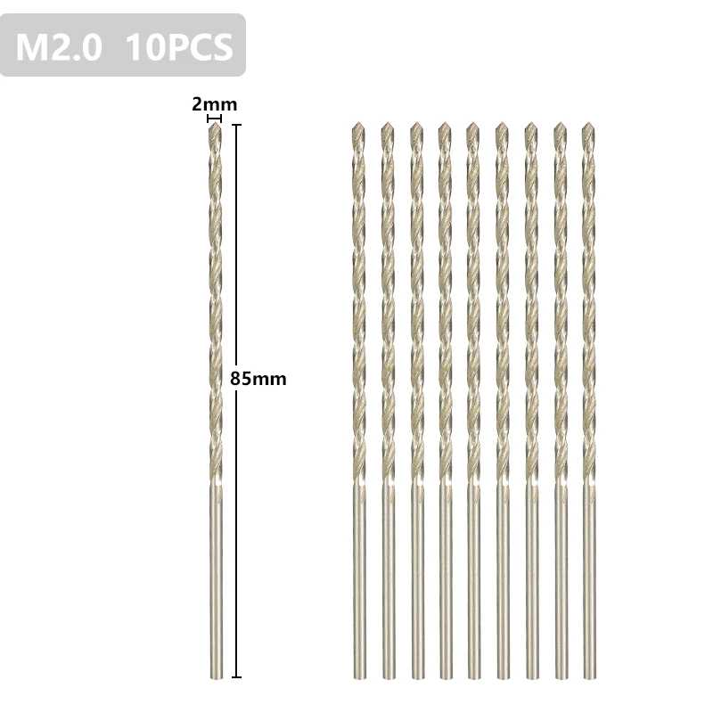 CMCP 10pcs HSS Twist Drill Bit Nastavite M1.5/M2/M2.5 Dolgih Rezanje Jedro Svedra Nekoliko Visoka Jekla za Les HSS Svedrov, sveder Set 2