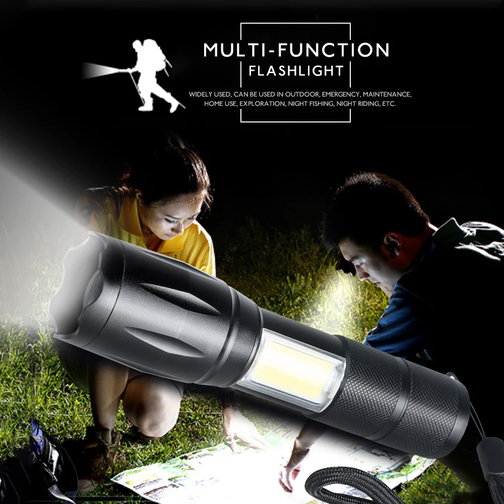 AmmToo Mini COB LED Svetilka T6 Lanternas Led Svetilko Bliskavica, Vodotesna 4 Načini Prenosni Torcia Luči za Kampiranje na Prostem 3