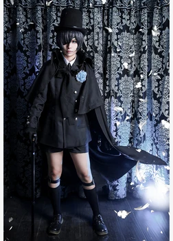Anime Black Butler Ciel Phantomhive Pogreb Cosplay Cotume Kuroshitsuji Halloween Kostum Fancy Stranka Obleko Dnevni Obleke za Moške 0