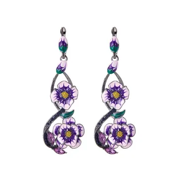 Priljubljena lepe modne luksuzni vijoličen cvet dolgi uhani ženski čar banket pribor Valentinovo darilo debelo 4
