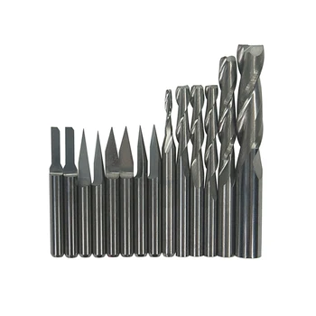 14 kos/set 3.175 mm Vrtalni svedri CNC Orodje Rezalnik Carving Nož za PVC,Les,Acryl ,MDF,ABS Nerjavečega jekla Razrez Materiala 0