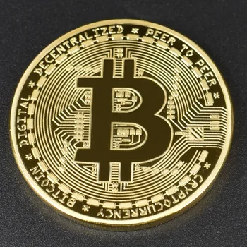 Zlato Prevlečeno Bitcoin Kovanec s Gift Box Embalaža Kovinski Spominski Kovanec Cryptocurrency 5