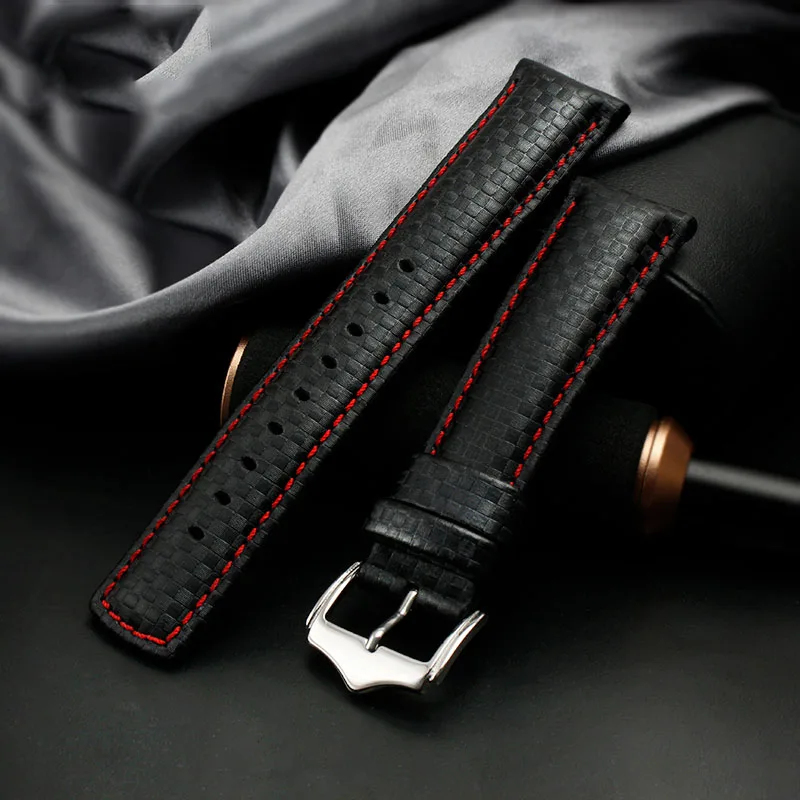 Visoka kakovost Ogljikovih vlaken Teksturo watchband za omg 600 TUDOR ROX manšeta 22 mm pravega usnja, usnjenih trakov 0