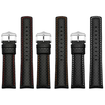 Visoka kakovost Ogljikovih vlaken Teksturo watchband za omg 600 TUDOR ROX manšeta 22 mm pravega usnja, usnjenih trakov 1