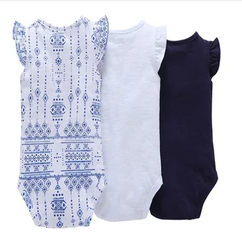 Moda 3PCS POLETJE BABY GIRL OBLEKE bombaž modra in bela porcelanasta obleka brez rokavov za 6-24M novo rojen bebes baby girl 5