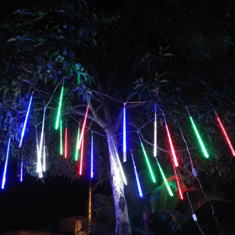 Novo Leto Meteor Tuš Dež 8 Cevi LED Niz Luči 30 cm 50 cm na Prostem, Nepremočljiva, za Božič Wedding Party Vrtni Okras 4
