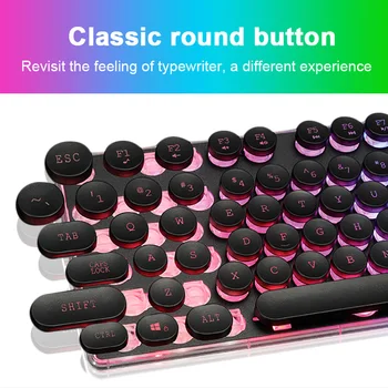 Žično Gaming Tipkovnica Retro Krog Žareče Keycap Kovinsko Ploščo Z USB 104 Keycaps Za Računalnik Tablični Pult Igra Klaviature 0