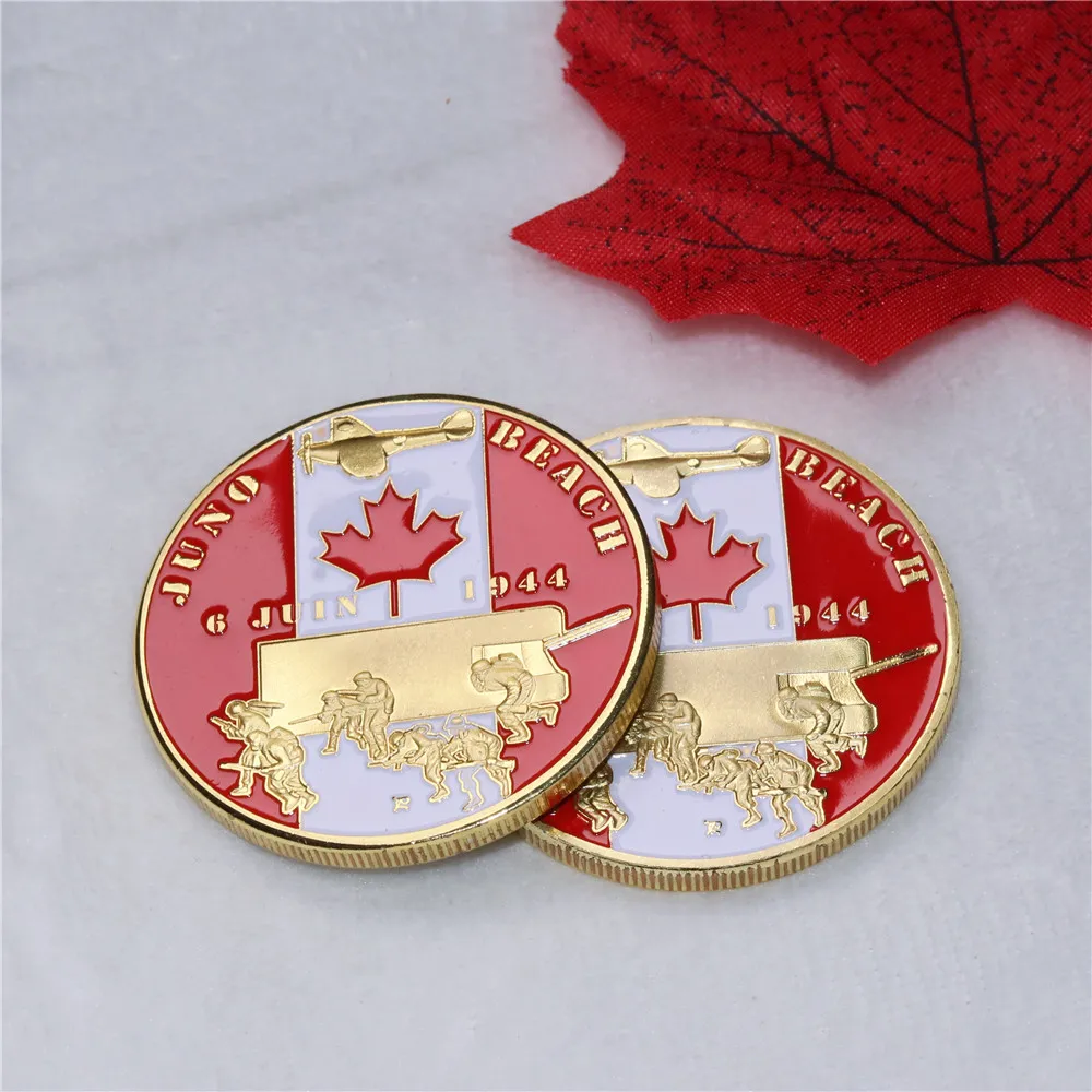 Lepo Kanadski spominek za zbiranje Kanada pehotne divizije WW2 Dan D Juno Beach pozlačeni kovanec Kanada priložnostnih kovancev 1
