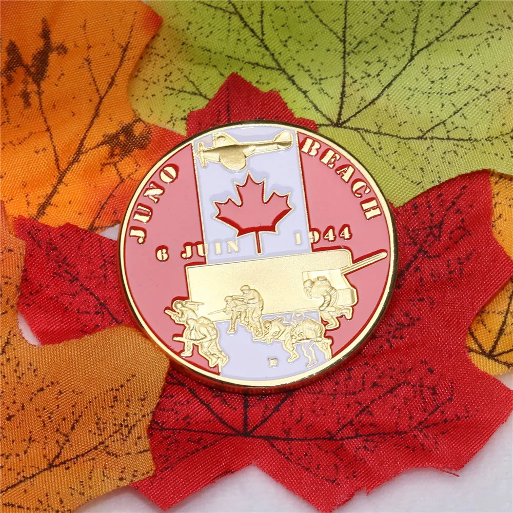 Lepo Kanadski spominek za zbiranje Kanada pehotne divizije WW2 Dan D Juno Beach pozlačeni kovanec Kanada priložnostnih kovancev 5
