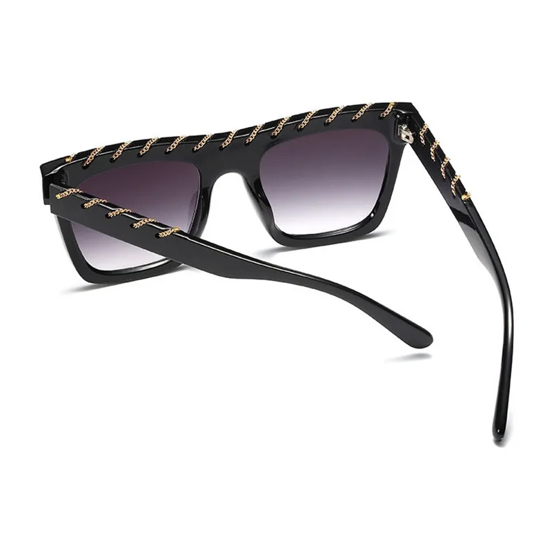 Sončna očala ženske prevelik Kvadratnih luksuzni Ravno Vrh Očala za Sonce ženska Gradient Veliki Črni Odtenki UV400 3