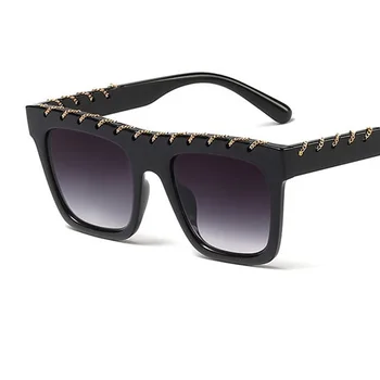 Sončna očala ženske prevelik Kvadratnih luksuzni Ravno Vrh Očala za Sonce ženska Gradient Veliki Črni Odtenki UV400 0