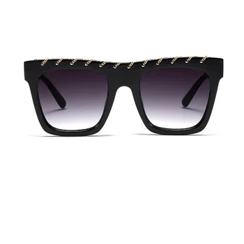 Sončna očala ženske prevelik Kvadratnih luksuzni Ravno Vrh Očala za Sonce ženska Gradient Veliki Črni Odtenki UV400 4