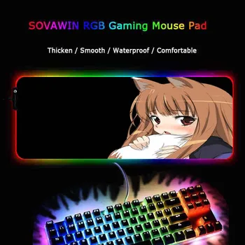 XGZ Cute Anime Girl Gaming Mouse Pad RGB Igralec Velikih Mousepad LED Osvetlitev, USB Tipkovnica Pisano Mizo Tipke za Prenosni RAČUNALNIK Desktop 2