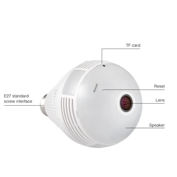 LED Luči 960P Brezžični Panoramski Home Security WiFi CCTV Fisheye Žarnica Svetilka IP Kamero 360-Stopinjski Home Security Vlomilec 1