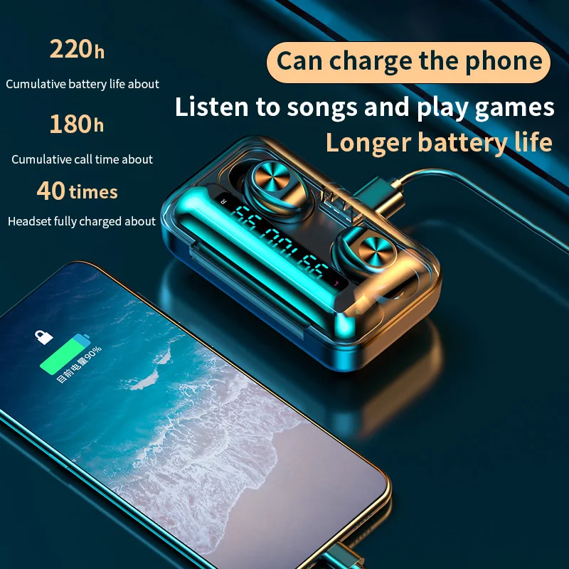 F9 Bluetooth 5.0 Slušalke Brezžične Slušalke TWS Z Mikrofonom Šport Vodotesne Slušalke Mini Čepkov Za iPhone Android 4