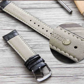12-24 mm Srebrna Sponka Watch Band Bambusa Partern Watchband Črna Rjava Modra 7 Barv so na Voljo 18 mm 20 mm 22 mm Usnje Watch Trak 2