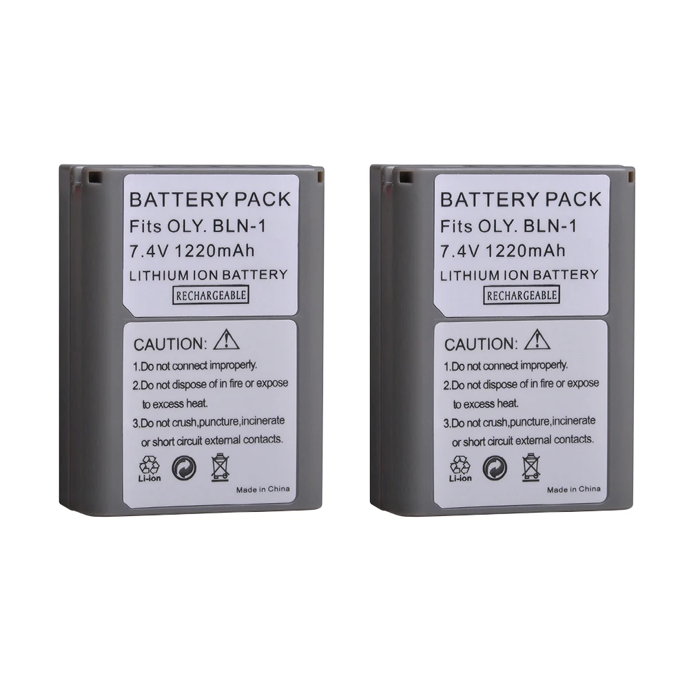 2Pcs 1220mAh BLN-1 PS-BLN1 BLN1 Digitalni Baterijo in Polnilnik za Olympus OM-D E-M1, OM-D E-M5, Pen E-P5 Baterije 3