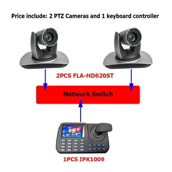 Konferenca Kompleti 2pcs 20x Povečava Oddajanje v Živo Pretakanje VMix PTZ Kamera z 1pcs Onvif IP Tipkovnice Krmilnika 2