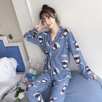 Spomladi Leta 2020 Dekleta Pijamas Mujer Pozimi Udobno Ženske Pižame Določa Dolg Rokav Kimono Oblačila Jeseni Lepo Sleepwear Obleko 2