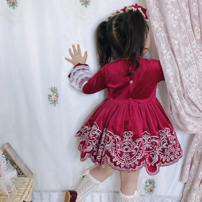 Po meri Lolita Obleko španski Otroci Obleko Rdeče Baby Dekleta Rojstni dan, Poroko, Stranka Obleko Novo Leto Oblačila Otroci Obleke za Dekleta 1