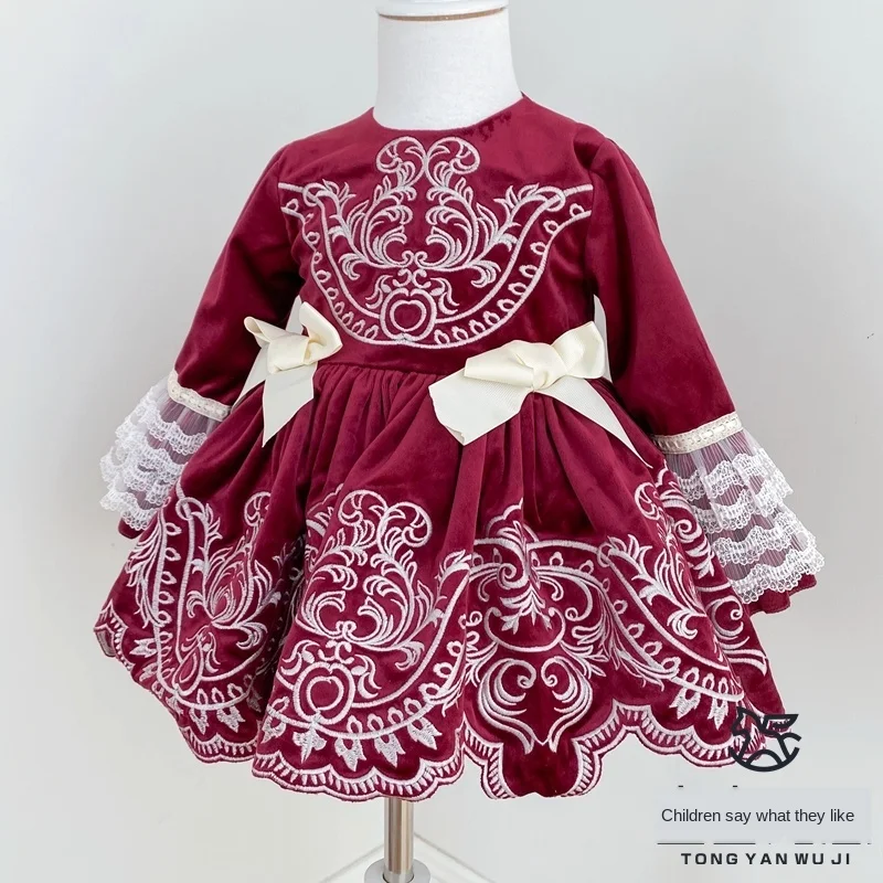 Po meri Lolita Obleko španski Otroci Obleko Rdeče Baby Dekleta Rojstni dan, Poroko, Stranka Obleko Novo Leto Oblačila Otroci Obleke za Dekleta 4