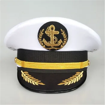 Mornariški Častnik Vojske Skp Bela Mornar Kapetan Podaljša Robna Vizir Klobuk za Flim Dejanje Cosplay Stranka 0