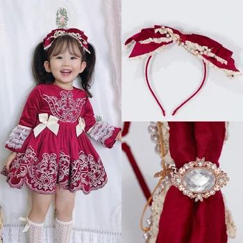 Po meri Lolita Obleko španski Otroci Obleko Rdeče Baby Dekleta Rojstni dan, Poroko, Stranka Obleko Novo Leto Oblačila Otroci Obleke za Dekleta 0