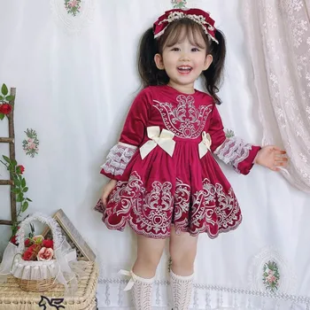 Po meri Lolita Obleko španski Otroci Obleko Rdeče Baby Dekleta Rojstni dan, Poroko, Stranka Obleko Novo Leto Oblačila Otroci Obleke za Dekleta 5