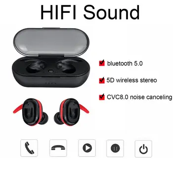 TWS bluetooth 5.0 Slušalke 600mAh Polnjenje Box Brezžične Slušalke Stereo Šport Nepremočljiva Čepkov Slušalke S Polnjenjem Polje 20859