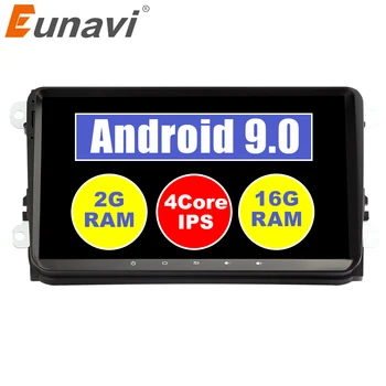 Eunavi 2 Din Avto Multimedijski Predvajalnik Videa Auto Radio, GPS Za VW Polo Golf 5 Touran Jetta Tiguan passat b6 cc fabia Sistema Android 20865